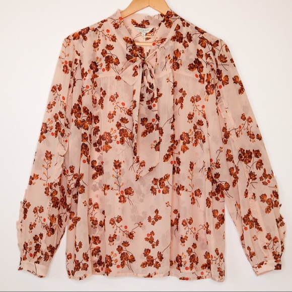 Lucky Brand Tops - Lucky Brand Blouse Ruffled Pussy Bow Floral L New
